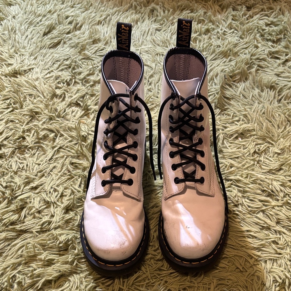 Dr. Martens White Leather Combat Boots